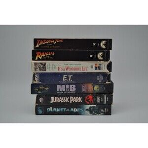 LOT of 7 VHS Tapes, Classics, ET, Indiana Jones, Jurassic Park, Planet of the Ap